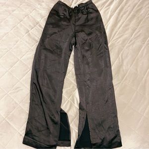 Oak + Fort Black Satin Pants with Side Slit, size XS